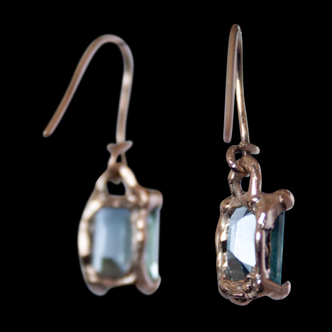 9K Gold Blue Topaz Drop Earrings - Image 8