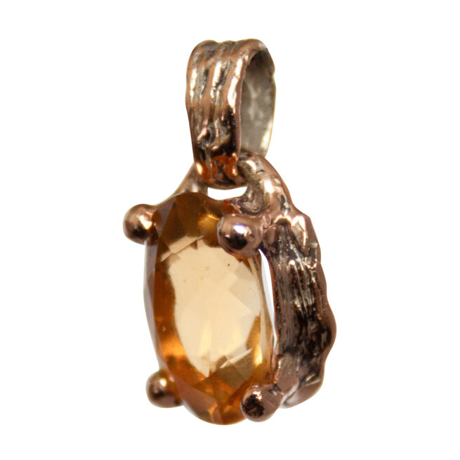9K Gold Faceted Citrine Pendant - Image 3