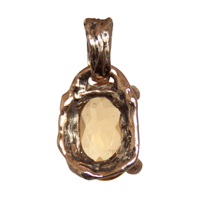 9K Gold Faceted Citrine Pendant - Image 5