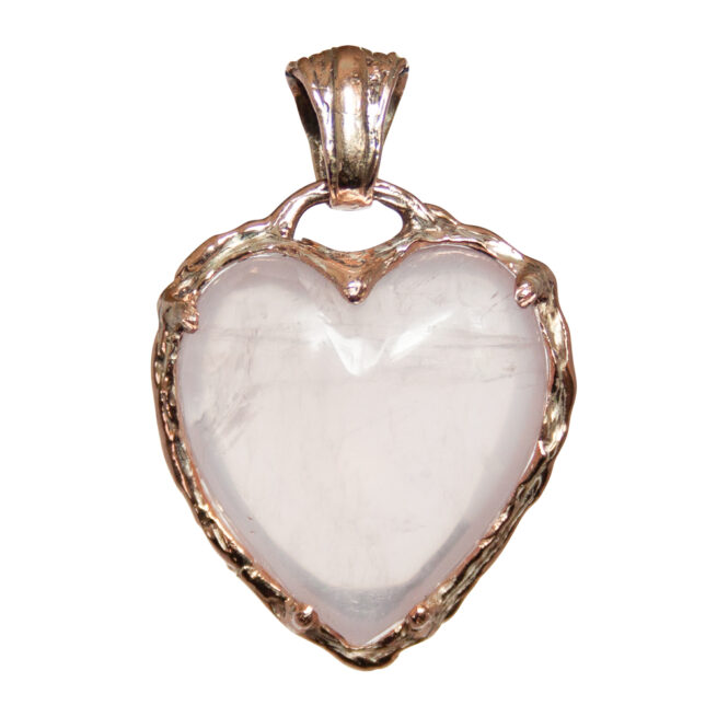 9K Gold Rose Quartz Heart Pendant - Image 2