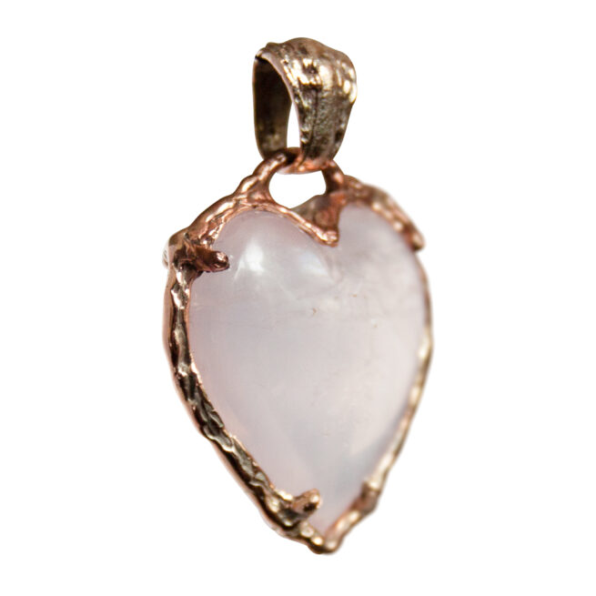9K Gold Rose Quartz Heart Pendant - Image 4