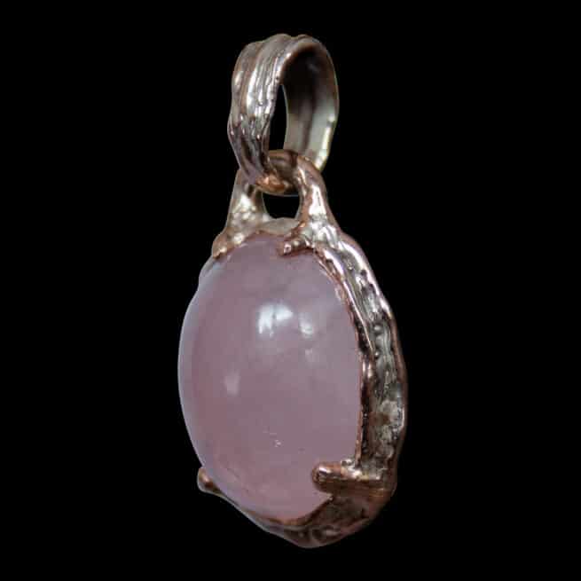 9K Gold Rose Quartz Medallion - Image 3
