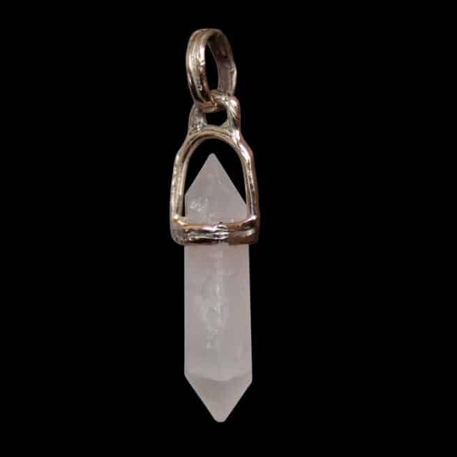 9K Gold Rose Quartz Point Pendant - Image 3