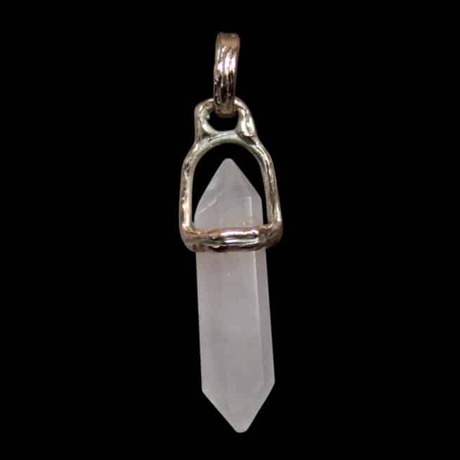 9K Gold Rose Quartz Point Pendant - Image 4
