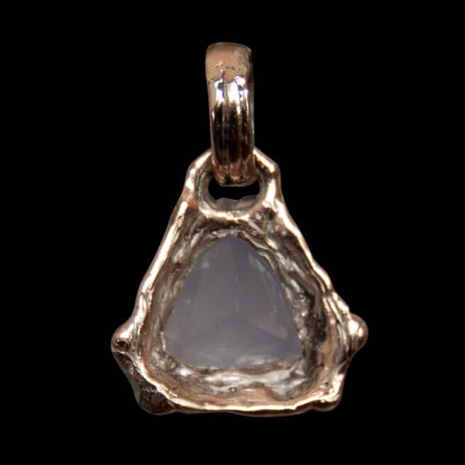9K Gold Triangular Rose Quartz Pendant - Image 5
