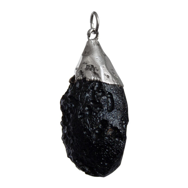 Black Tektite Silver Pendant – Image 2