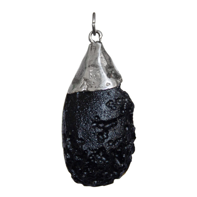 Black Tektite Silver Pendant – Image 4