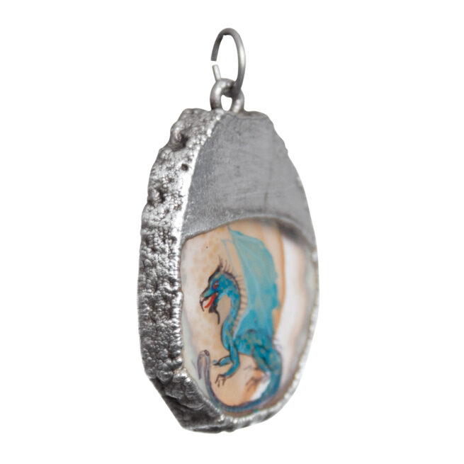 Blue Dragon Agate Silver Necklace - Image 2