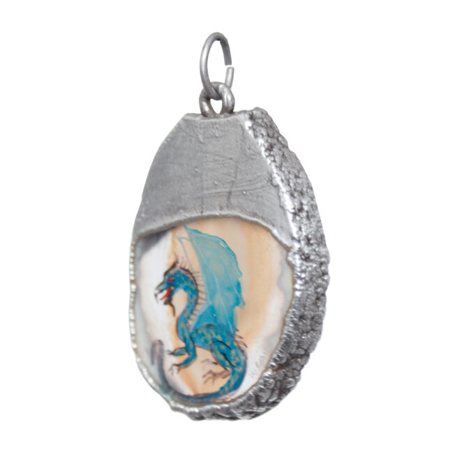 Blue Dragon Agate Silver Necklace - Image 3