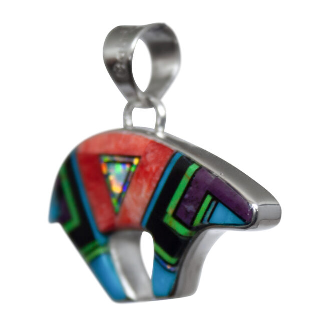 Calvin Begay Multicolour Bear Pendant – Image 3