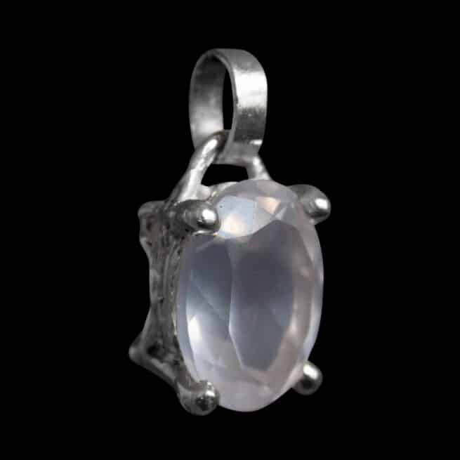 Faceted Rose Quartz Silver Talisman - Image 2