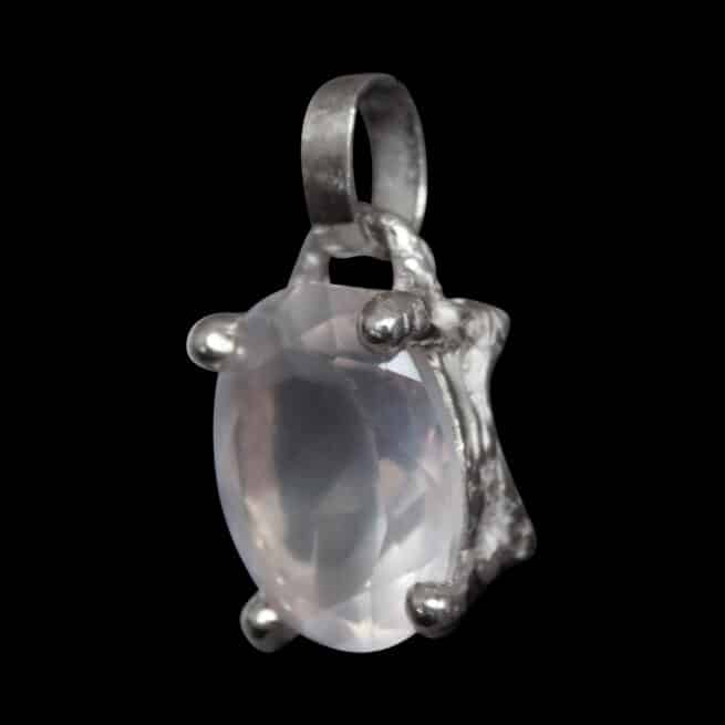 Faceted Rose Quartz Silver Talisman - Image 3