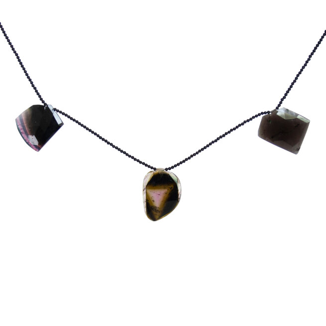 Faceted Tourmaline Black Onyx Tryptic Necklace - Image 2