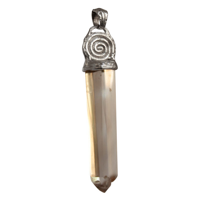 Pendentif Large Citrine Dorée Spirale Argent – Image 2