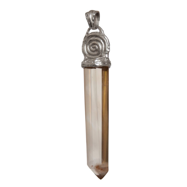 Pendentif Large Citrine Dorée Spirale Argent – Image 4