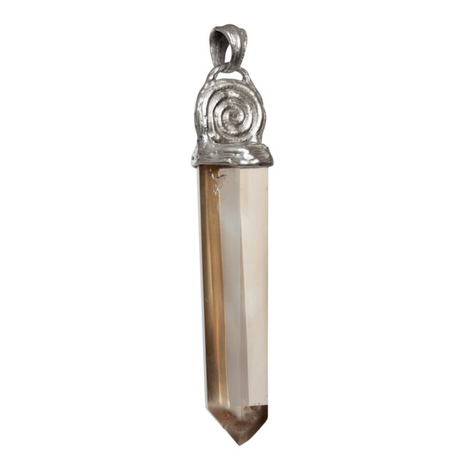 Pendentif Large Citrine Dorée Spirale Argent – Image 3
