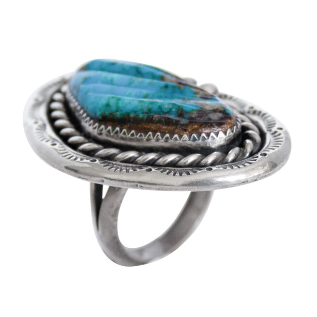 Ribbed Turquoise Navajo Ring – Image 5
