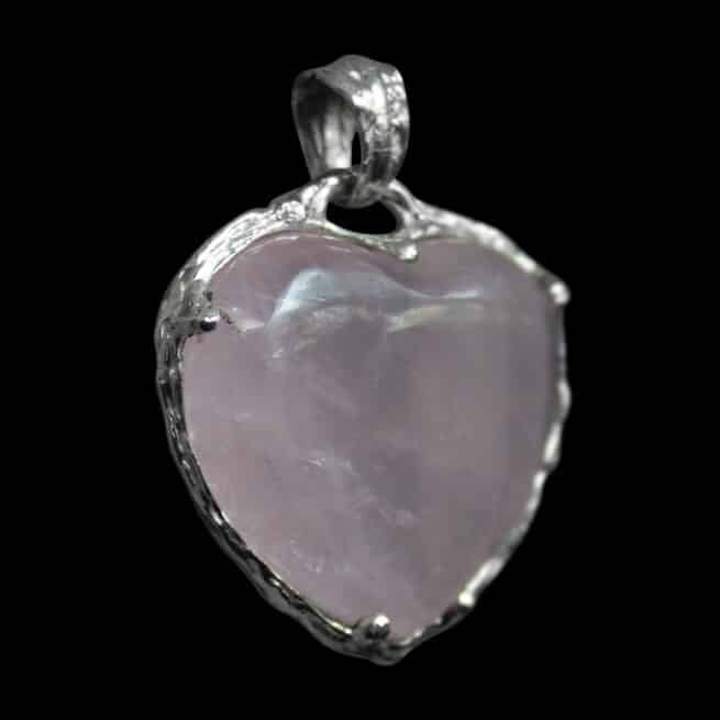 Talisman Cœur Quartz Rose Argent – Image 2