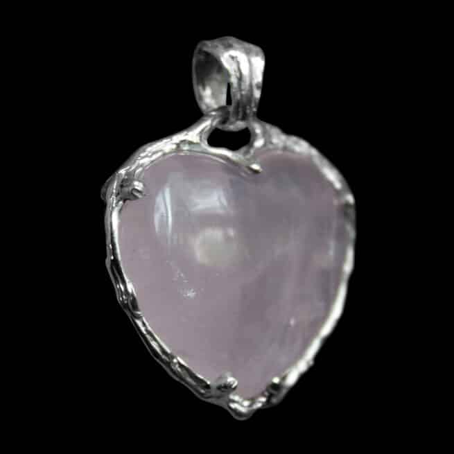 Talisman Cœur Quartz Rose Argent – Image 3