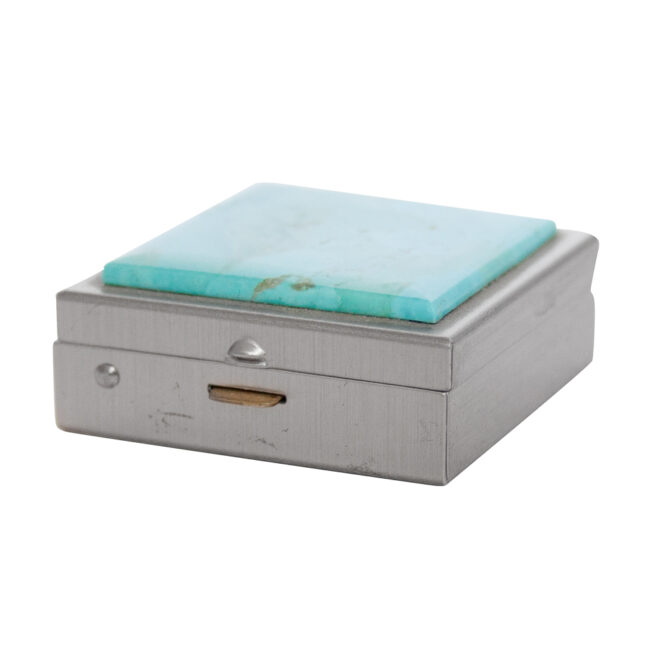 Square Navajo Turquoise Silver Box - Image 6
