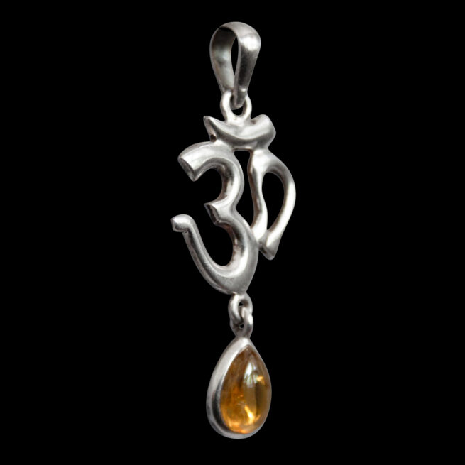 Sterling Silver Amber Om Pendant - Image 2