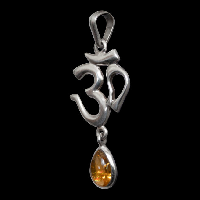 Sterling Silver Amber Om Pendant - Image 3