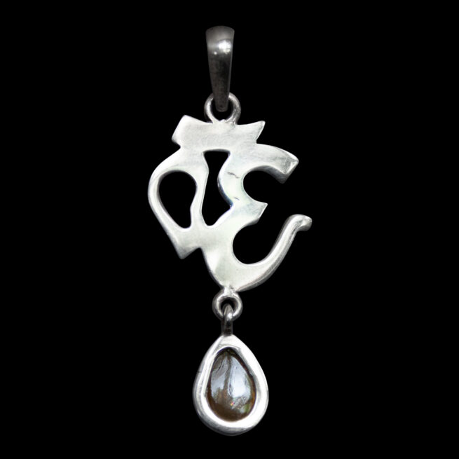 Sterling Silver Amber Om Pendant - Image 4