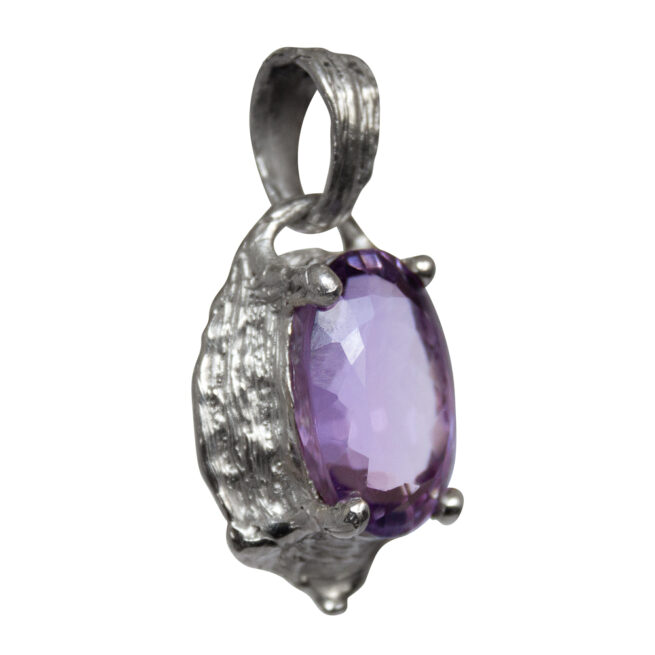 Sterling Silver Faceted Amethyst Pendant - Image 2