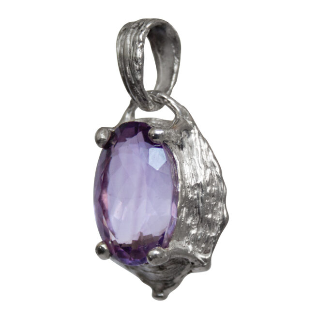 Sterling Silver Faceted Amethyst Pendant - Image 3
