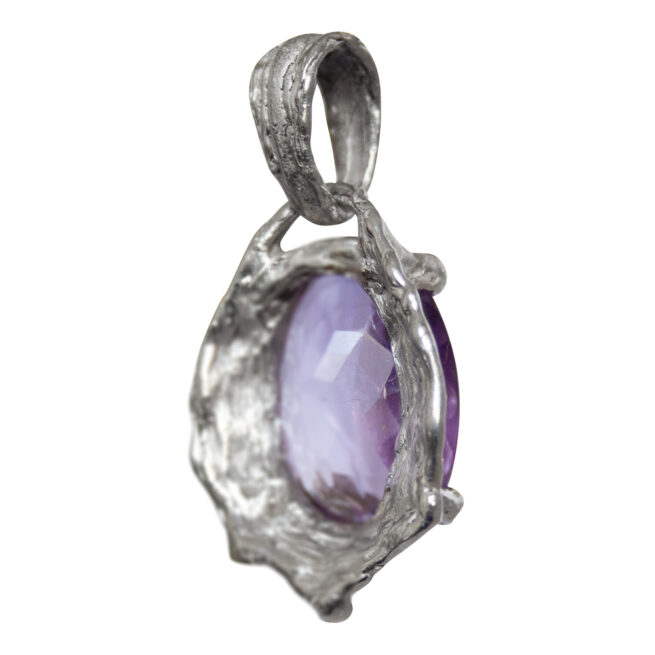 Sterling Silver Faceted Amethyst Pendant - Image 4