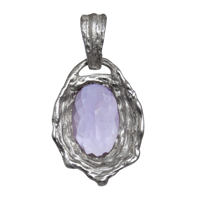 Sterling Silver Faceted Amethyst Pendant - Image 5