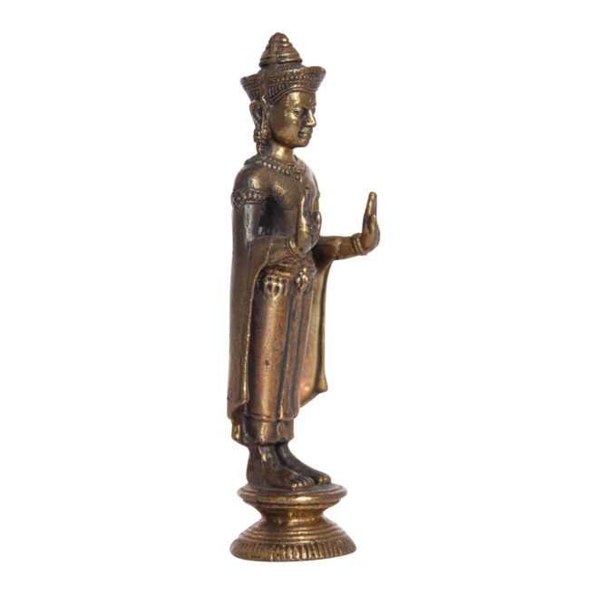 Thai Standing Buddha Brass Statue - Image 2