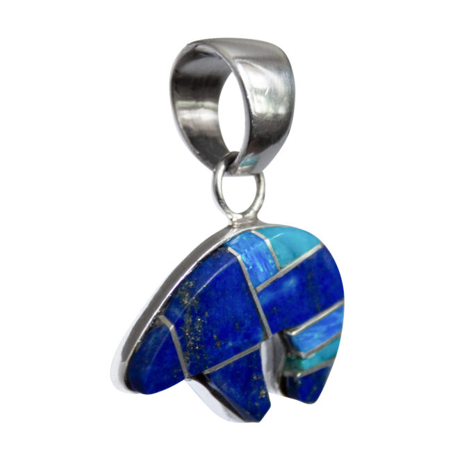 Turquoise Lapis Opal Bear Pendant – Image 2