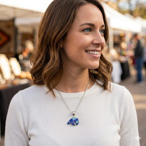 Turquoise Lapis Opal Bear Pendant