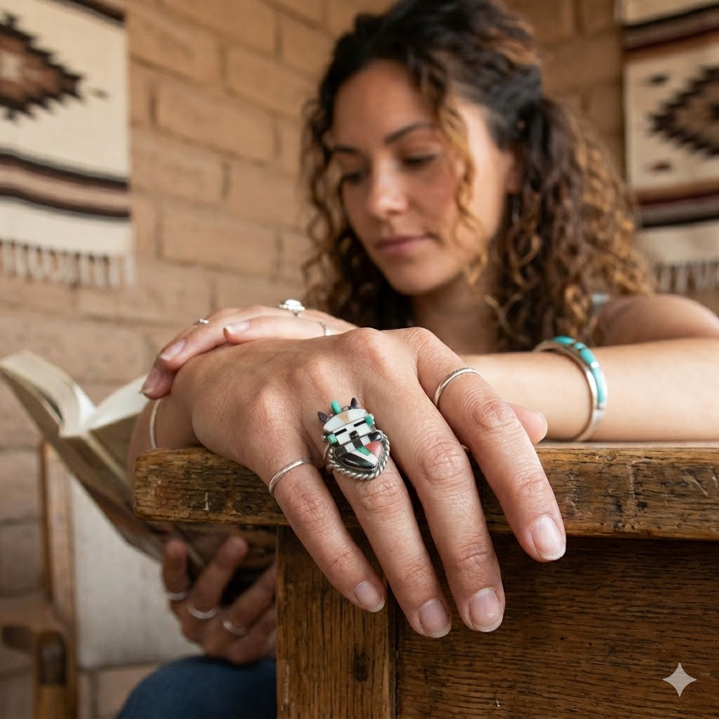 1920s Sybil Cachini Antelope Kachina Ring