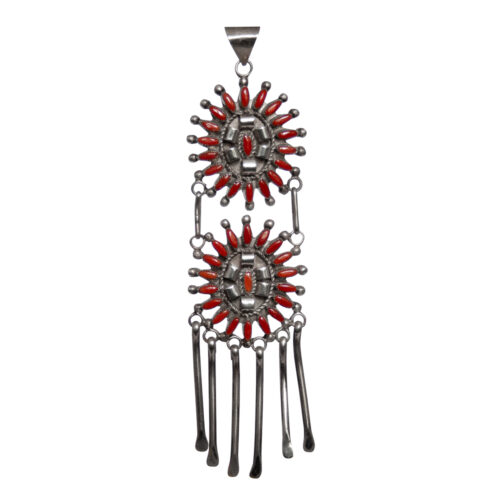 Amy Peynetsa Needlepoint Coral Pendant