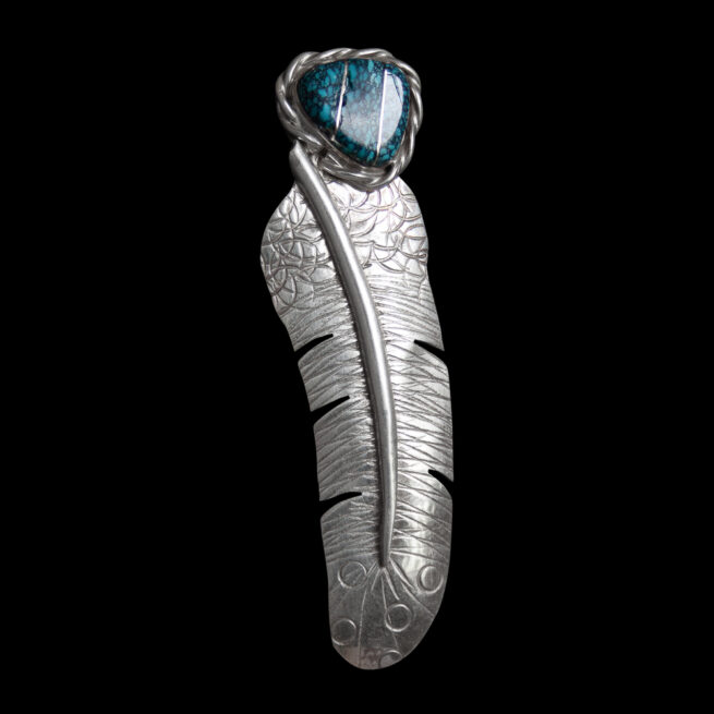 Pendentif Avery Norton Plume Argent Turquoise – Image 2