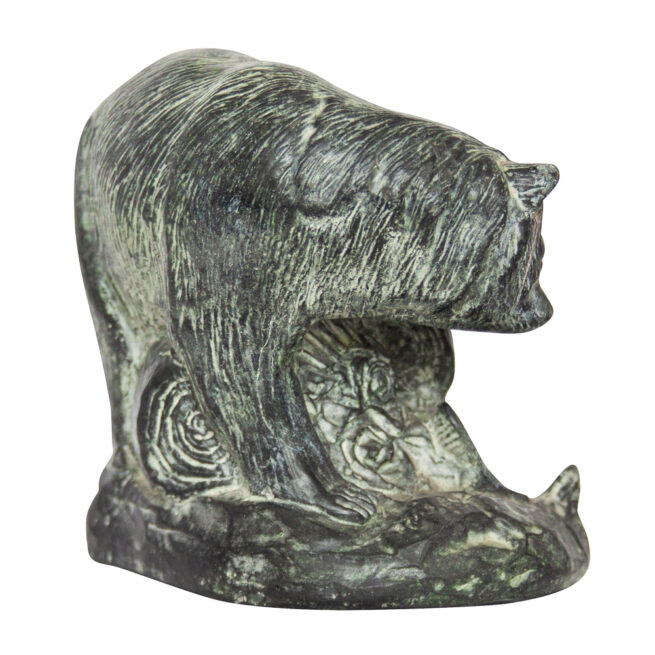 Black Soapstone Inuit Bear Carving - Image 2