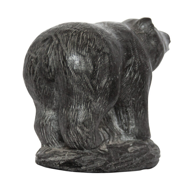 Canadian Inuit Black Soapstone Bear Sculpture – Image 3