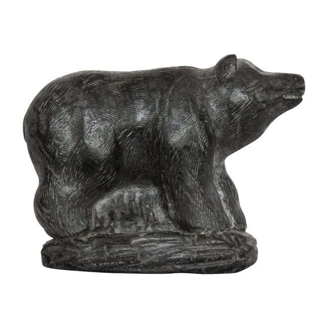 Canadian Inuit Black Soapstone Bear Sculpture – Image 2