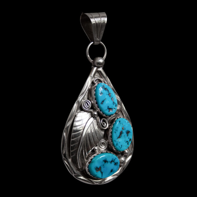Herbert Tsosie Navajo Turquoise Pendant - Image 2