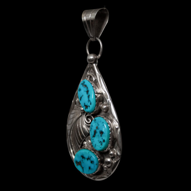 Herbert Tsosie Navajo Turquoise Pendant - Image 3