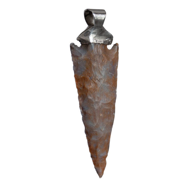 Large Sterling Silver Flint Arrowhead Pendant - Image 2