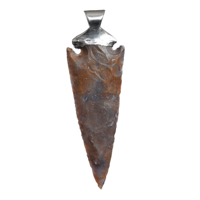 Large Sterling Silver Flint Arrowhead Pendant - Image 4