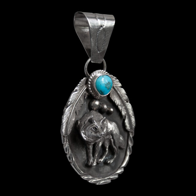 Talisman Navajo Loup Argent Turquoise – Image 2