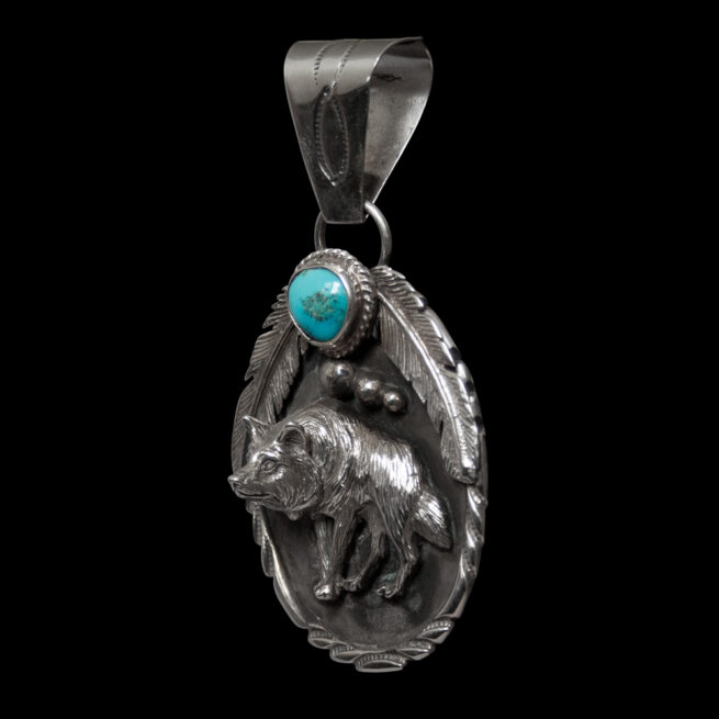 Talisman Navajo Loup Argent Turquoise – Image 3