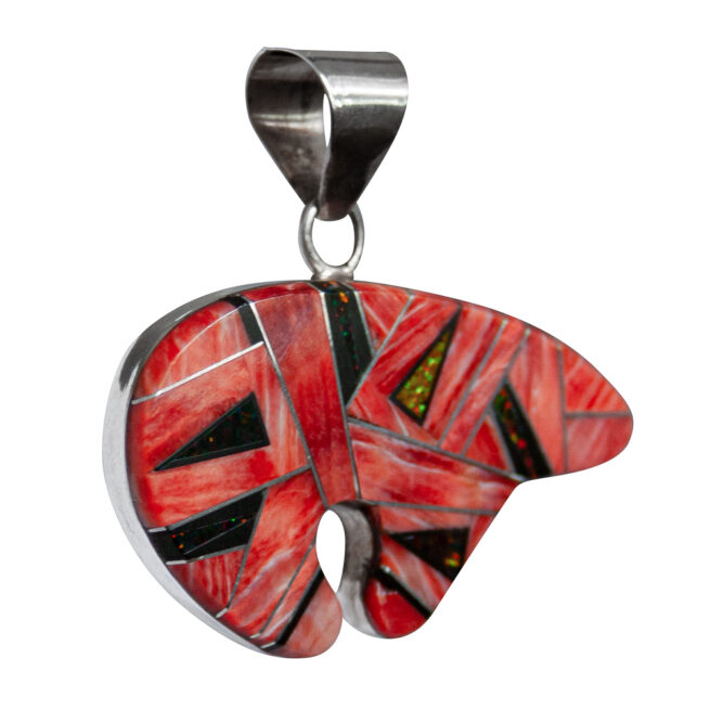 Spondylus Opal Zuni Inlay Bear Pendant - Image 2