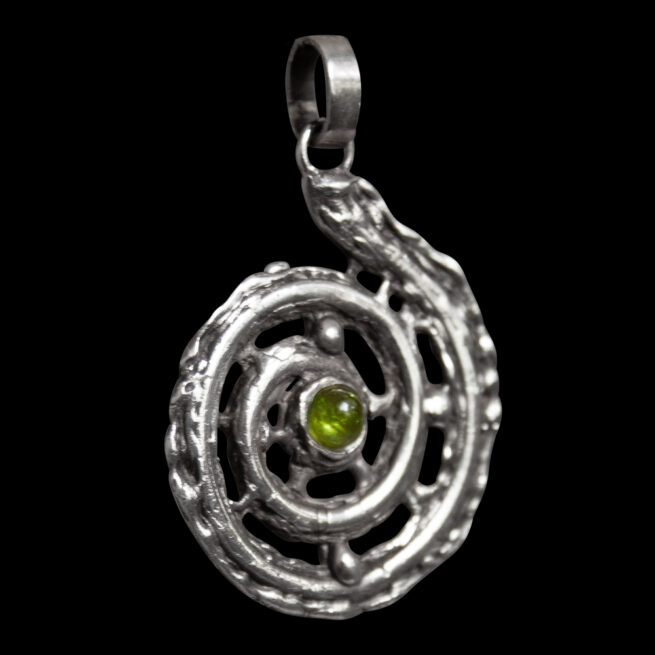 Sterling Silver Peridot Ammonite Pendant - Image 2