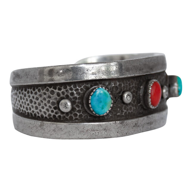 Turquoise Coral Navajo Cuff Bracelet - Image 2