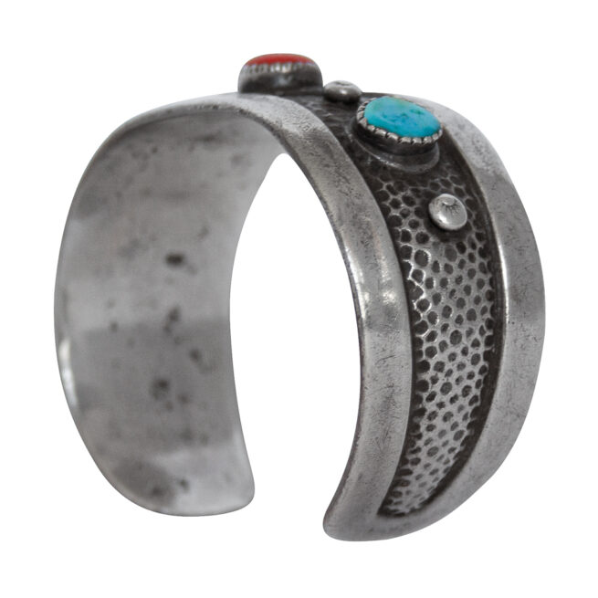 Turquoise Coral Navajo Cuff Bracelet - Image 7